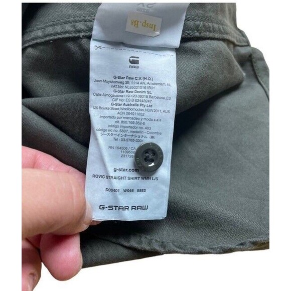 G STAR Raw Roving Straight Fit Shirt Green Long Sleeve Utility Buttoned Soft XS - Picture 5 of 8